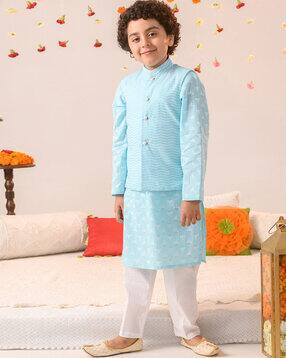 Printed Kurta Pyjamas Set with Jacket