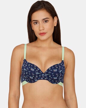 Buy Zivame Gelato Padded Non-Wired 3/4th Coverage T-Shirt Bra - Tile Blue  at Rs.498 online