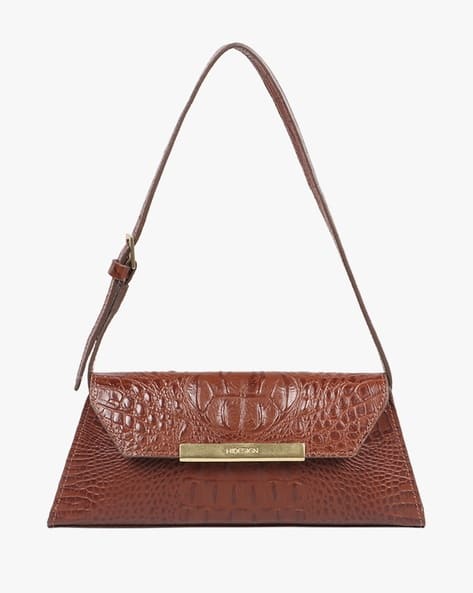 HIDESIGN Women Croc-Embossed Shoulder Bag with Adjustable Strap