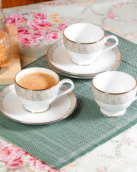 Espresso Cup and Saucer - White/brown - Home All