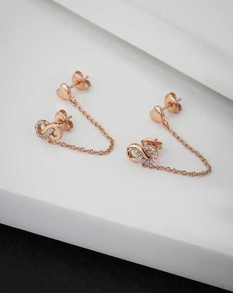 Double Chain Earring Two Stud Chain Earrings Double Piercing Earring - Etsy