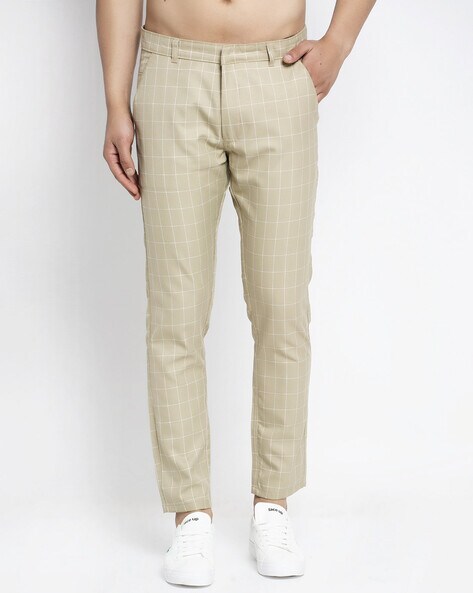 ASOS DESIGN oversized tapered pants in beige and grid check | ASOS