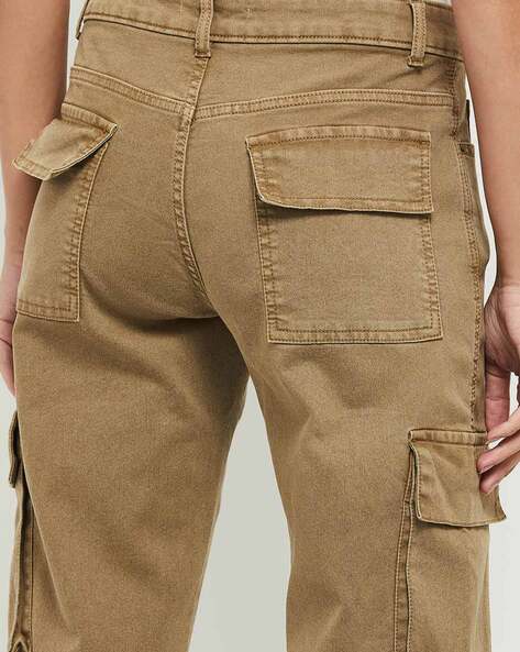 No Boundaries Womens Pants Large Khaki Pull On High Rise Stretch Brown  Polyester