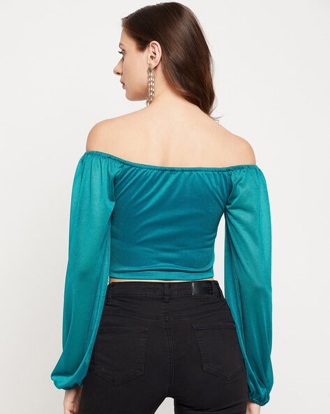 Turquoise crop top online off shoulder