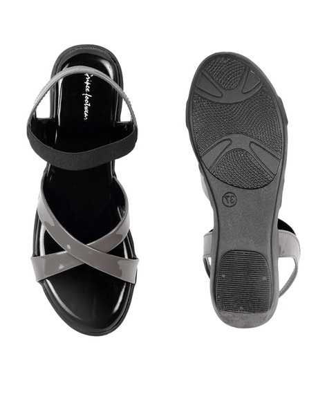 Dark Grey Snake Cross Over Strap Mid Heel Sandals | PrettyLittleThing