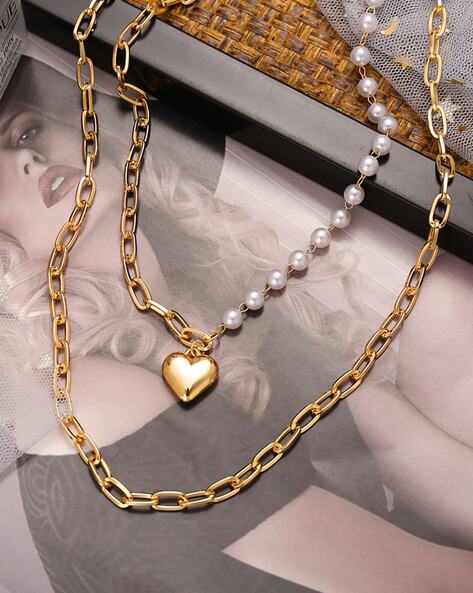 Sterling Silver Gold Plated Pearl Chunky Link Chain Necklace | Orin  Jewelers | Northville, MI