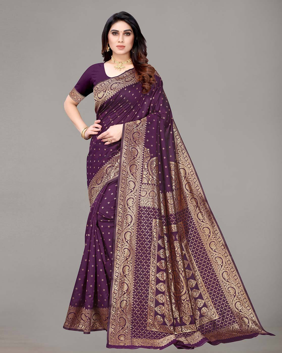 Womens SR Mauve Rawsilk Saree Set – shoprah