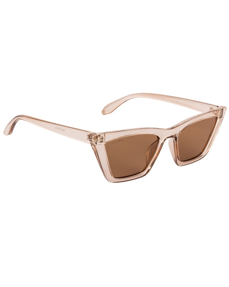 Buy NuVew® UV Protected Retro Square/Round Sunglasses for Men & Women -  (Brown Lens | Beige Frame | Large Size | NW-3580-32) at Amazon.in