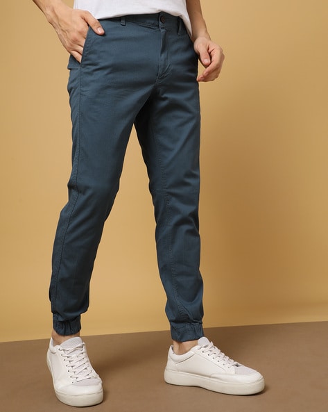 Buy Men's Weave Knit Sky Blue Trouser Online | SNITCH