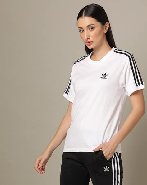 adidas striped crew neck