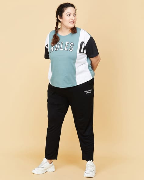 Plus Size Track Pant And Top Printed Plus Size Track Pants
