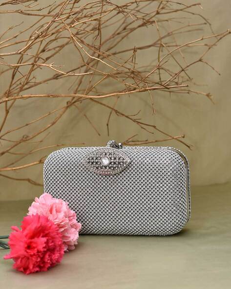 Buy Sparkly Silver Mini Coin Clutch Purse With Handle In USA