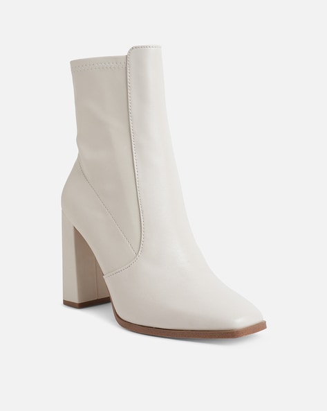 Womens white store mid calf boots