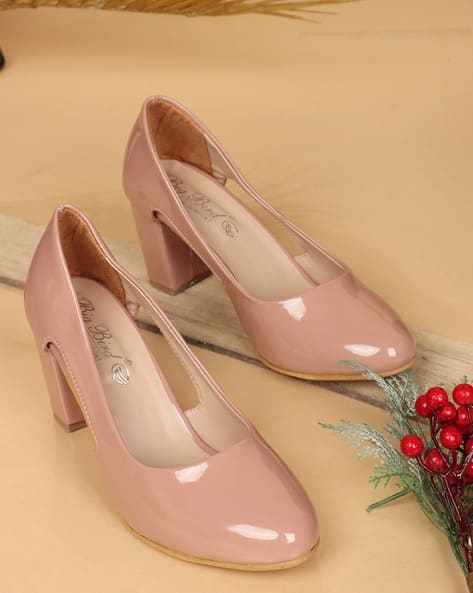 Patent Leather Round-Toe Pumps