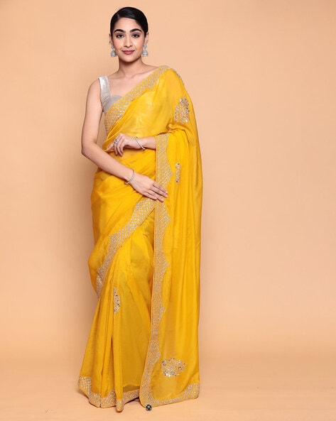 Buy Yellow Sarees for Women by Rekha Maniyar Online | Ajio.com