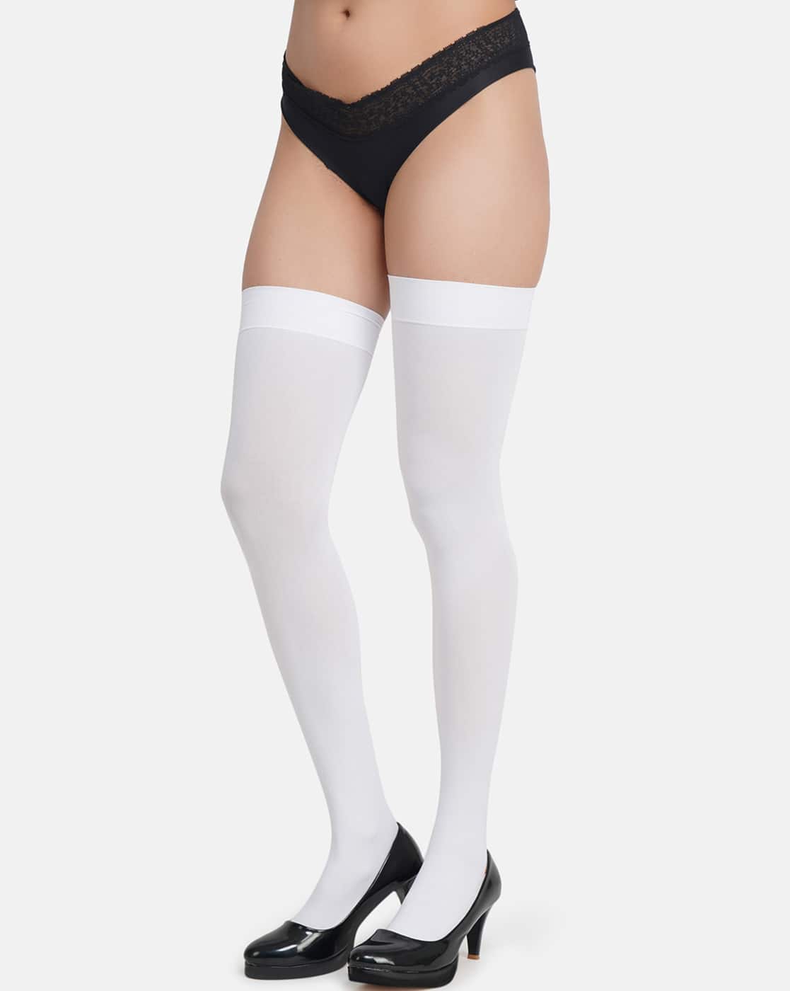 White Thigh High Stockings Plus Size Plus Size Opaque Thigh High
