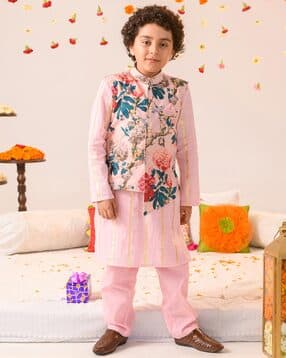 pspeaches Striped Kurta Pyjamas Set with Jacket-picture-39