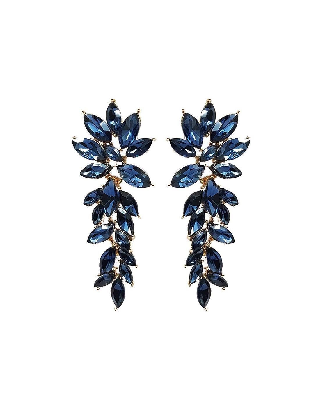 Buy Zaveri Pearls Navy Blue & Red Ethnic Dangler Earrings Online At Best  Price @ Tata CLiQ