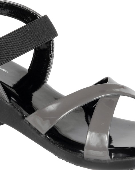 Buy Dark Grey Heeled Sandals for Women by Selfiee Online | Ajio.com