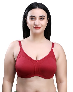 Buy BOOMBUZZ Women's Regular Non-Padded Non-Wired Cotton Blend Bra (MAROON)( 40A) Online at Best Prices in India - JioMart.