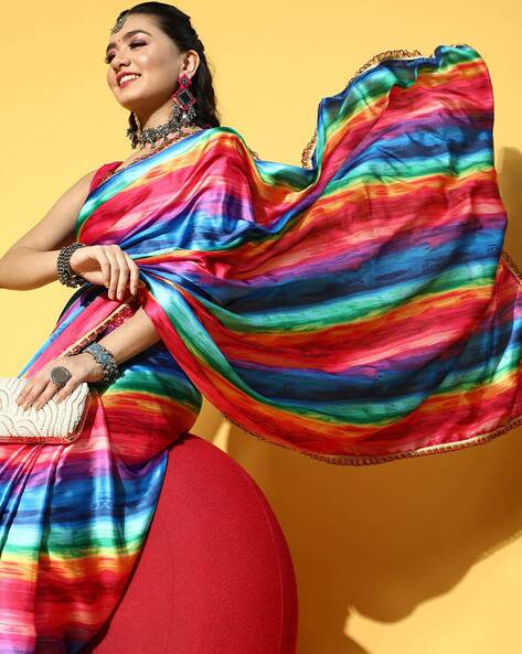 Buy Clothira Embroidered Bollywood Georgette Multicolor Sarees Online @  Best Price In India | Flipkart.com