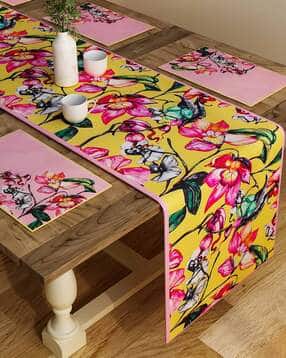 Set of 6 Floral Print Table Placemats & Runner-image-49