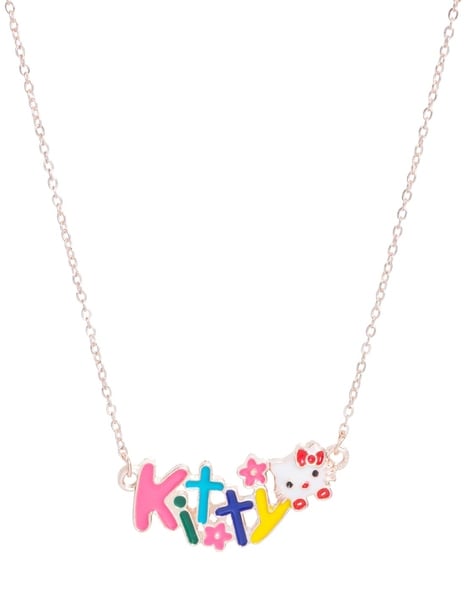 Kawaii Hello Kitty Necklace 2022 New Angel Vs Devil Kt Cat Alloy Necklace  Cute Pendant Jewelry Ornament Sweater Chain Girls Gift