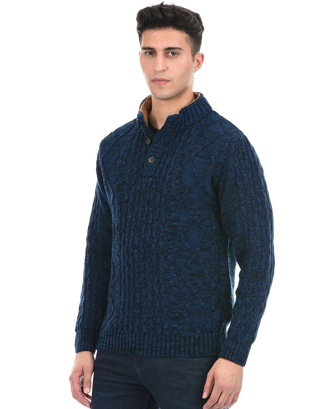 Buy London Fog Navy Blue Regular Fit Argyle Sweater for Mens