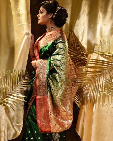 Weaving Art silk Green Saree with Blouse - SR20666