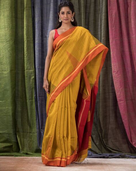 Heavy Border Saree (Yellow Saree) at Rs.4599/1 in ichalkaranji offer by  Gayatri Silk Sarees