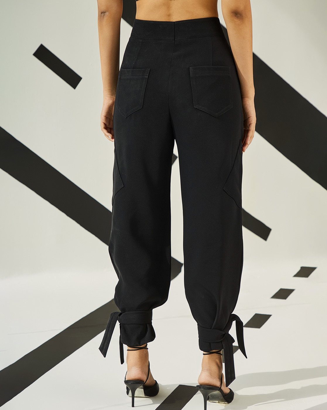 Buy The Dapper Lady Mid-Rise Flared Pants, Black Color Women