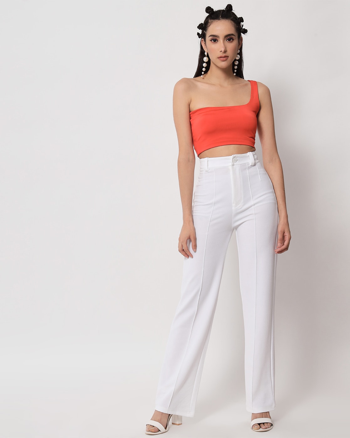 White Silk Pants for Women Ivory White Ankle Tapered Pants High Waist Pleated  Pants With Pockets 