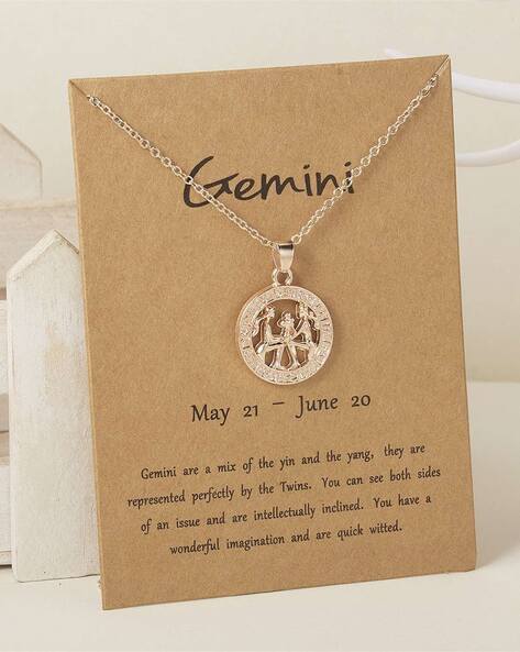 Flat Gemini Pendant with Classic Chain in 14k Gold