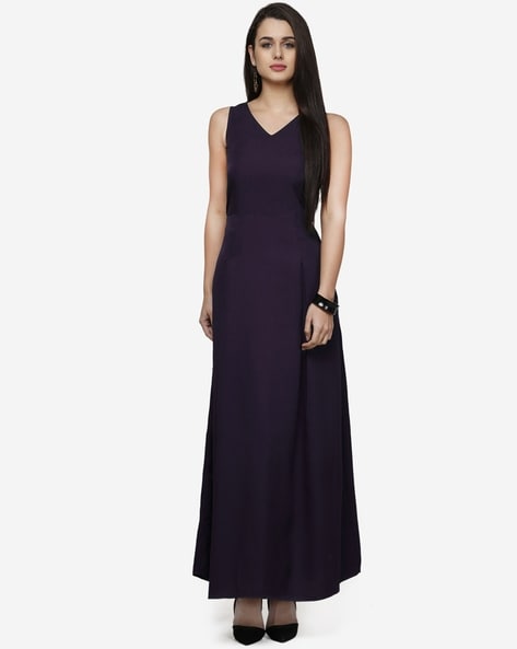 Deep purple gown with cape - Aari India