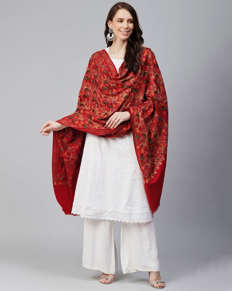 Red and best sale white shawl