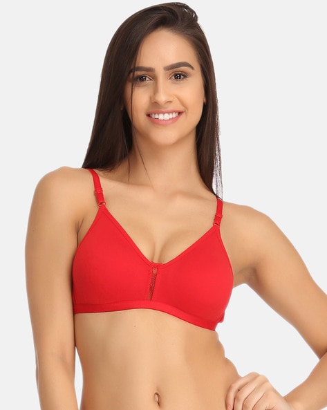 Buy Clovia Red Solid Lace T-Shirt Bra Online at Best Prices in