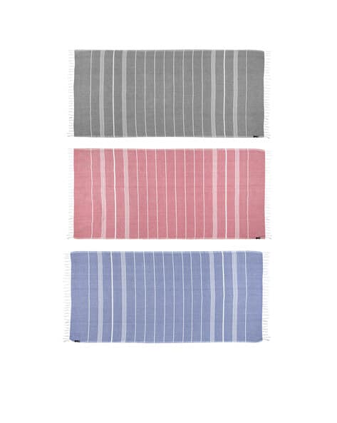 KLOTTHE Set of 3 Striped Bath Towels with Tassels