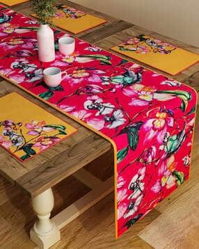 sej by nisha gupta Set of 6 Floral Print Table Placemats & Runner-picture-52