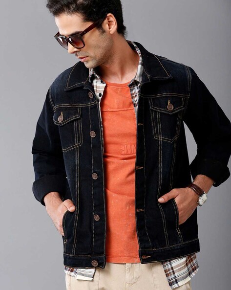 Derby Black Solid Slim Fit Denim Jacket – Derby Clothing Pvt. Ltd.