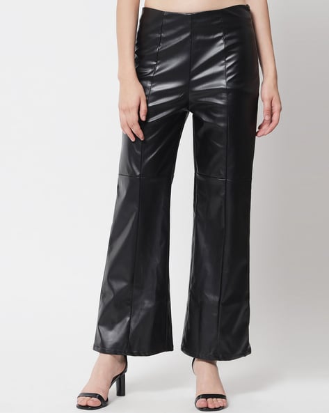Buy Boohoo women plus size solid leather pants black Online | Brands For  Less