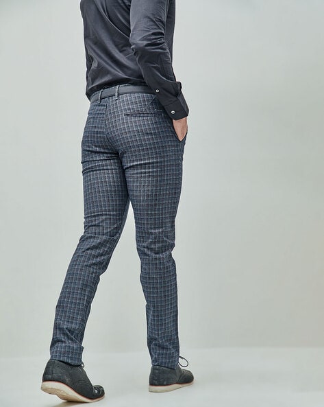 Buy Men Grey Slim Fit Check Casual Trousers Online  735996  Allen Solly