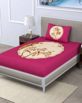 uniqchoice Checked Single Size Bedsheet with Pillow Cover-picture-51