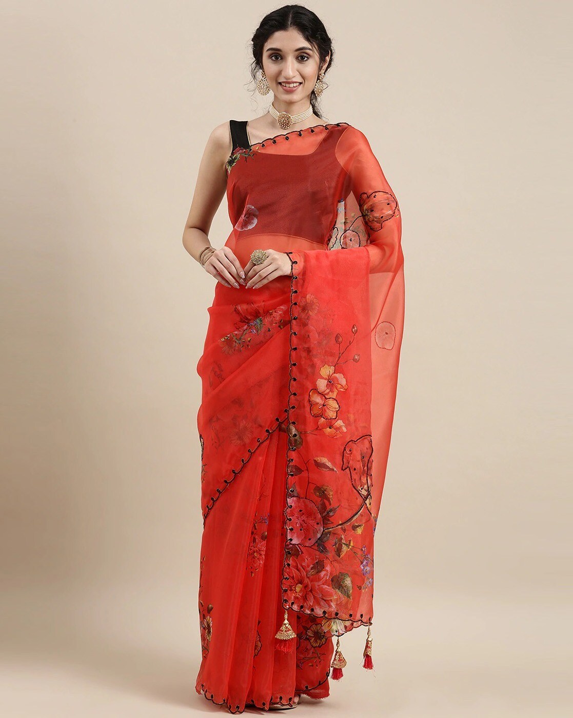 Buy Red Sarees for Women by Blissta Online | Ajio.com