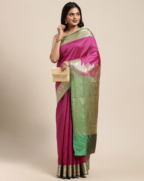 Buy Naeusa Banarasi Meenakari Semi Katan Silk Saree with Unstiched Blouse  Piece Online at Best Prices in India - JioMart.