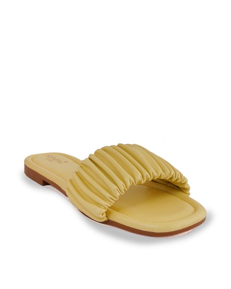 Scentra Ruffled Slip-On Flat Sandals