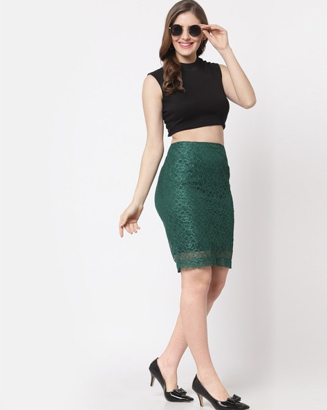 Green pencil skirt outlet lace