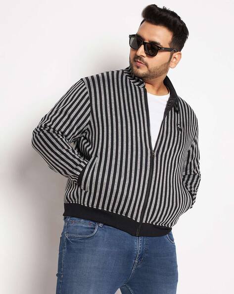 Black and white striped bomber jacket sale