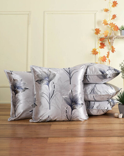 Grey floral cushions best sale