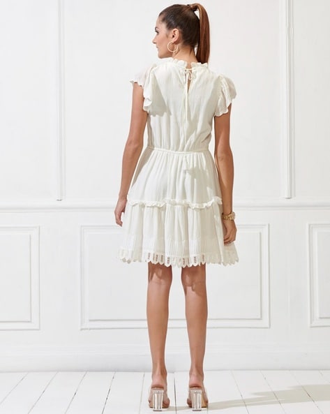 Ruffle Tube Dress Off White - Southern Fashion Boutique Bliss