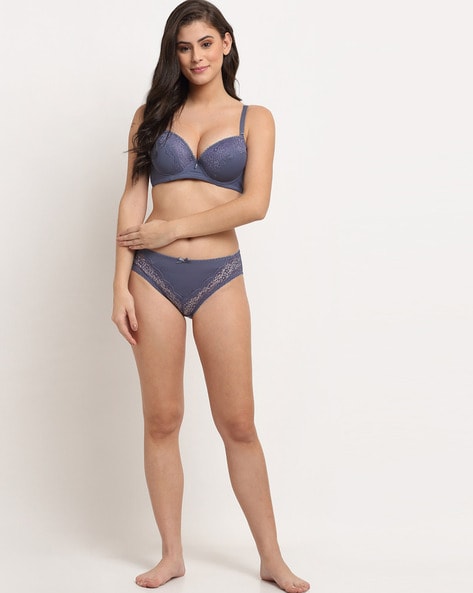 Buy SATIN BLUE THREE PIECE LINGERIE SET for Women Online in India